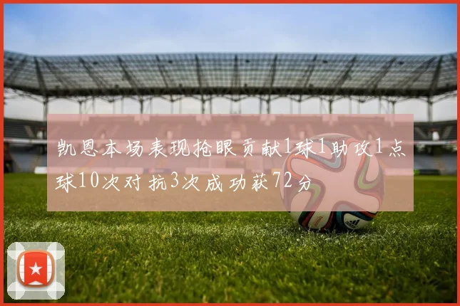 凯恩本场表现抢眼贡献1球1助攻1点球10次对抗3次成功获72分
