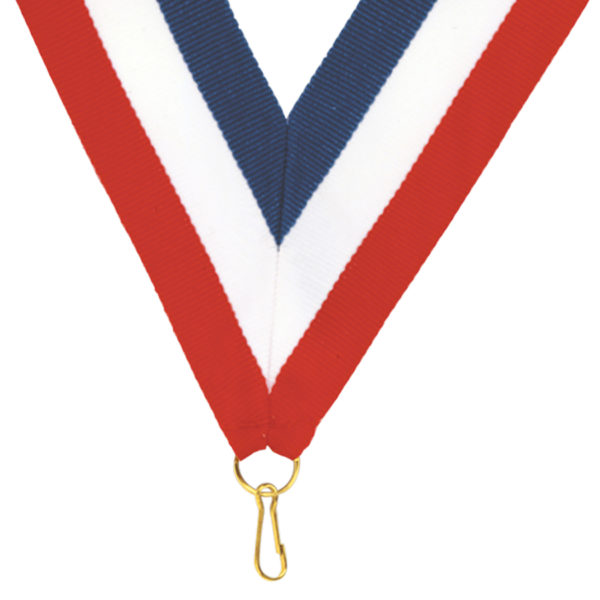 1 1/2" Red/White/Blue Neck Ribbon with Small 5/8" Snap Clip