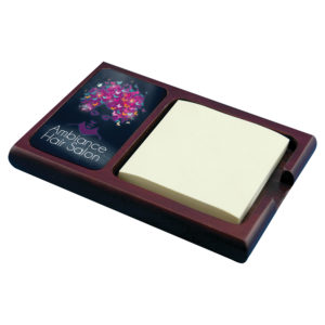 Mahogany Sticky Note Holder with Full Color Insert